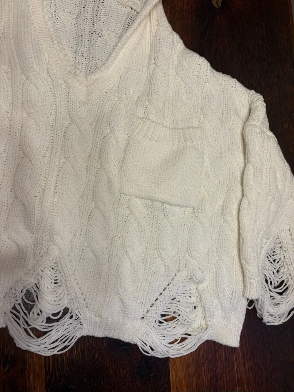 BOHO Style POL Brand Off White Cable-Knit Hooded Turtleneck Sweater